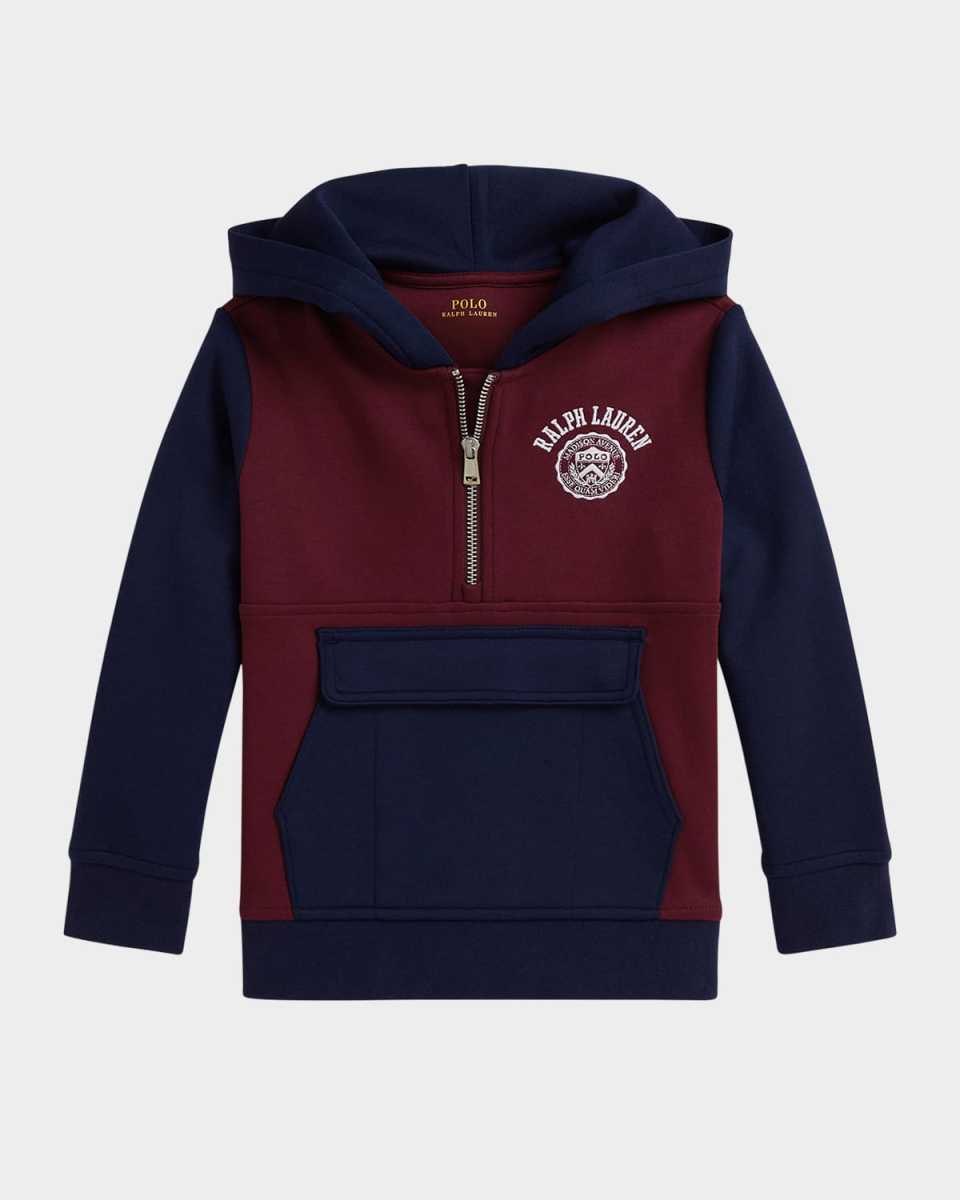 Boy's Double Tech Knit Long-Sleeve Hoodie, Size 2-7